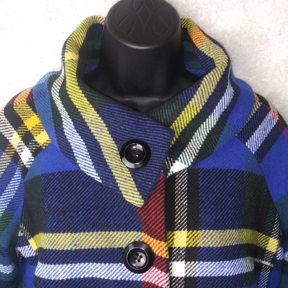 For Cynthia Wool Plaid Blue Jacket Coat Women's Size M - Picture 2 of 13